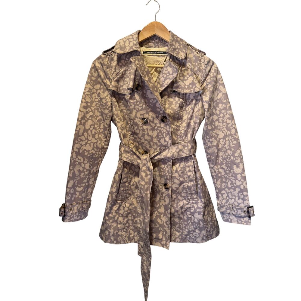 Daughters of the Liberation Animal Print Belted Rain/Trench Coat Size 4